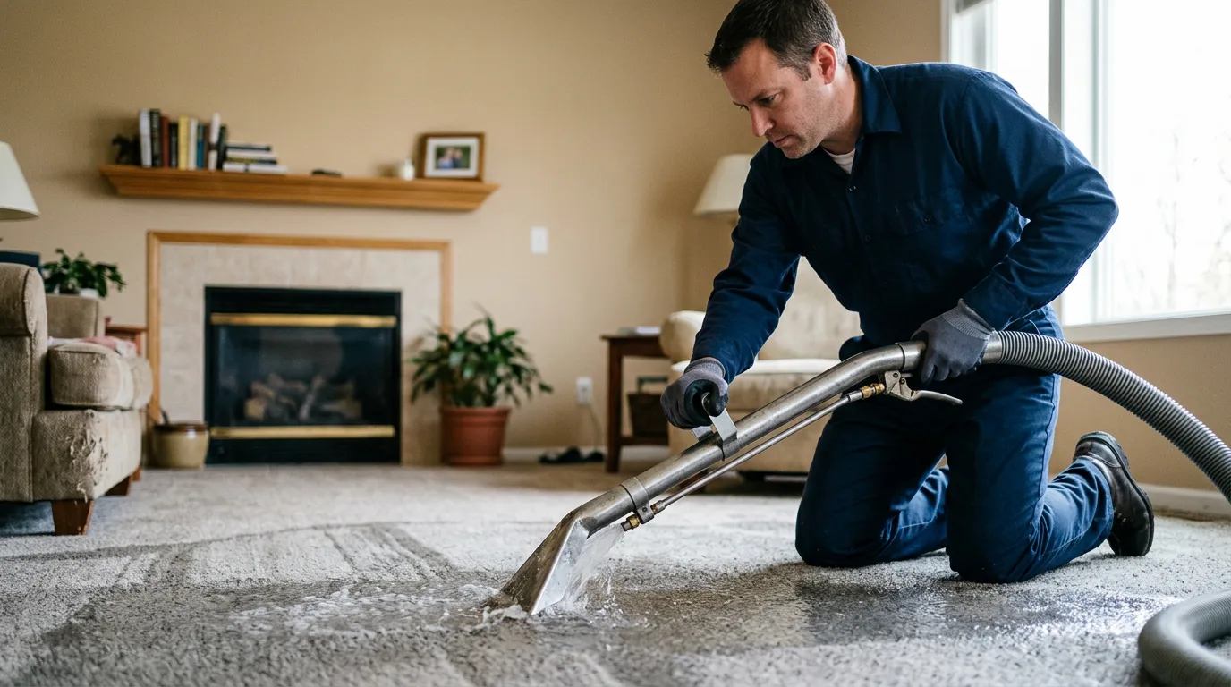 Water damage restoration technician working near Santo, TX